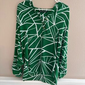 Chic Green and White Women's Top
